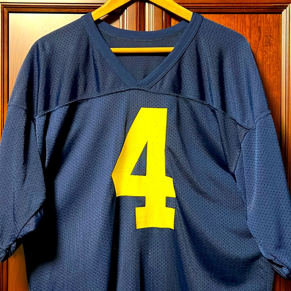 Vintage Russell Athletic Michigan Wolverines Head Coach Harbaugh Old #4 Jersey!